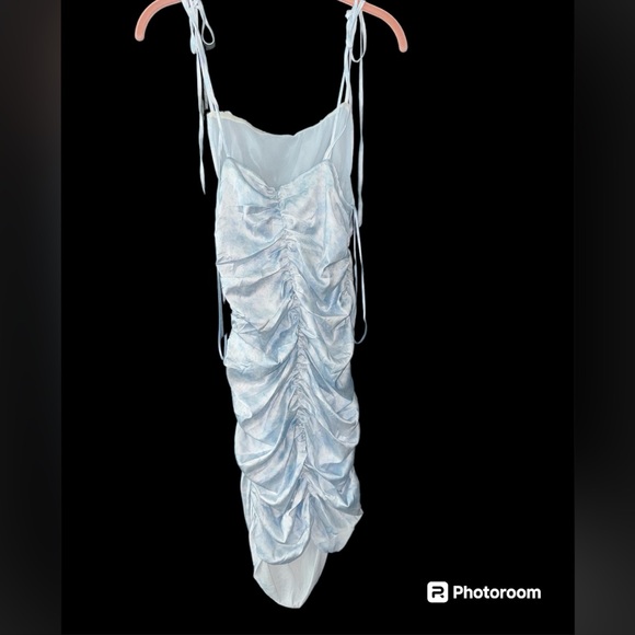 Blue tie dye satin like dress - Picture 2 of 8